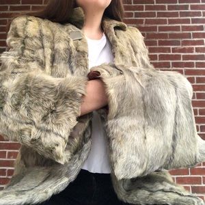 Vintage real fur coat with matching bag